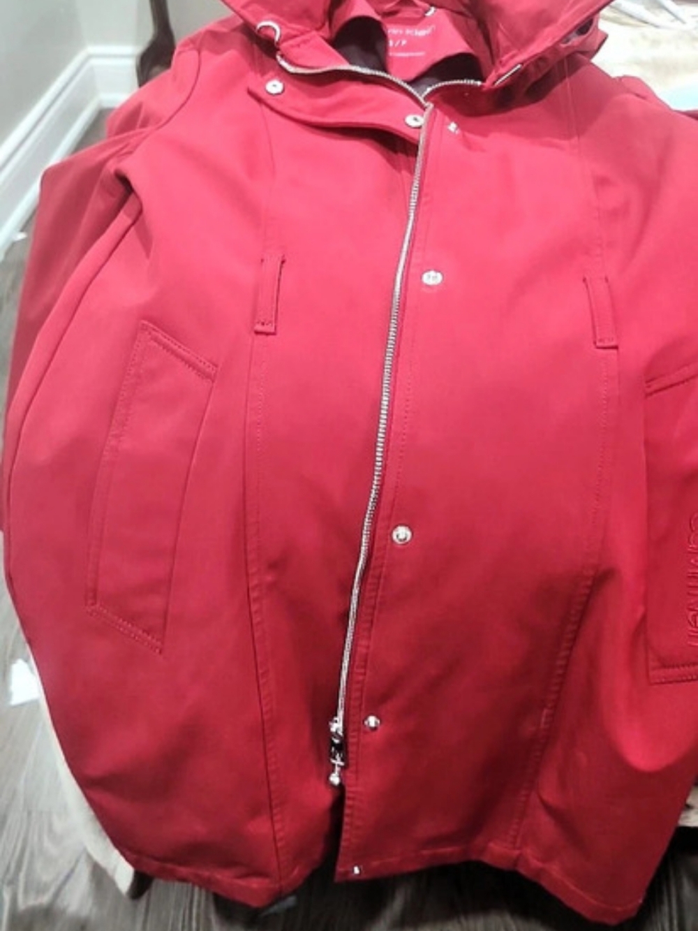 Calvin Klein Womens Red Utility Jacket Size Small Like New